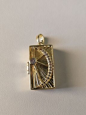 Gold Sunburst Crescent Locket Pendant - Women Jewelry